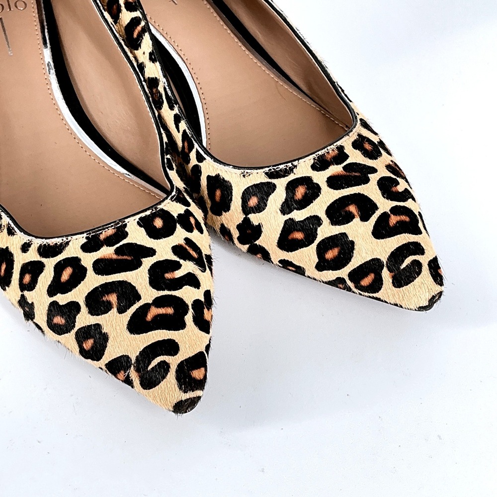 Linea Paolo Size 7.5 Leopard Print Calf Hair Block Heel Pumps NEW Corwyn $130 - Picture 2 of 14